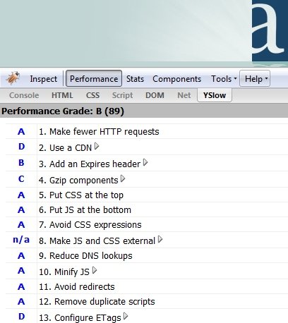 After Screenshot of Adec YSlow Score