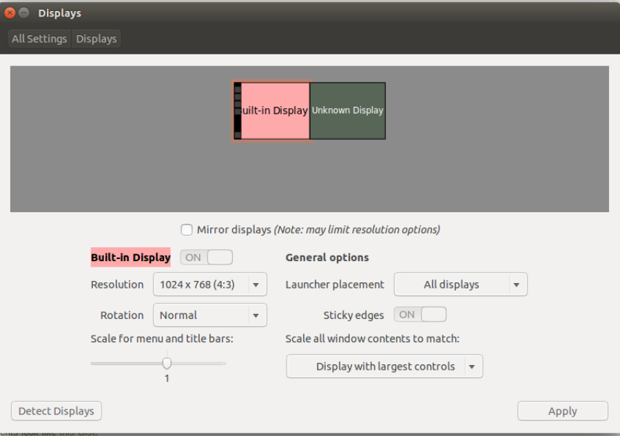 Disable the unknown display in Ubuntu